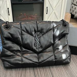 Large Size, Authentic, Pristine, Yves Saint Laurent Black Quilted Shoulder Bag